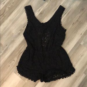 Black romper bathing suit cover up